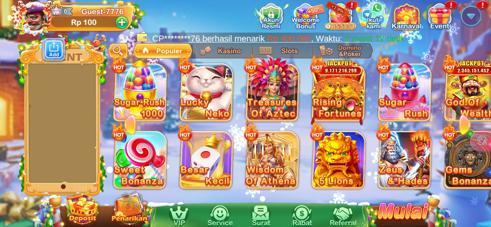 Permainan slot terbaik dengan jackpot hingga miliaran di K3K3 Apk Modify.